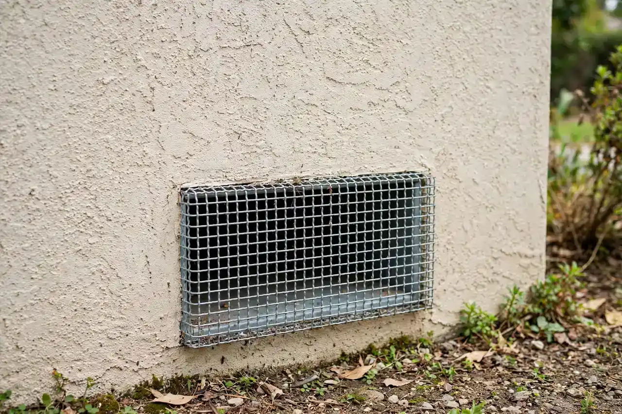 Foundation vent screened with galvanized wire mesh — Rodent Exclusion in Provo, UT